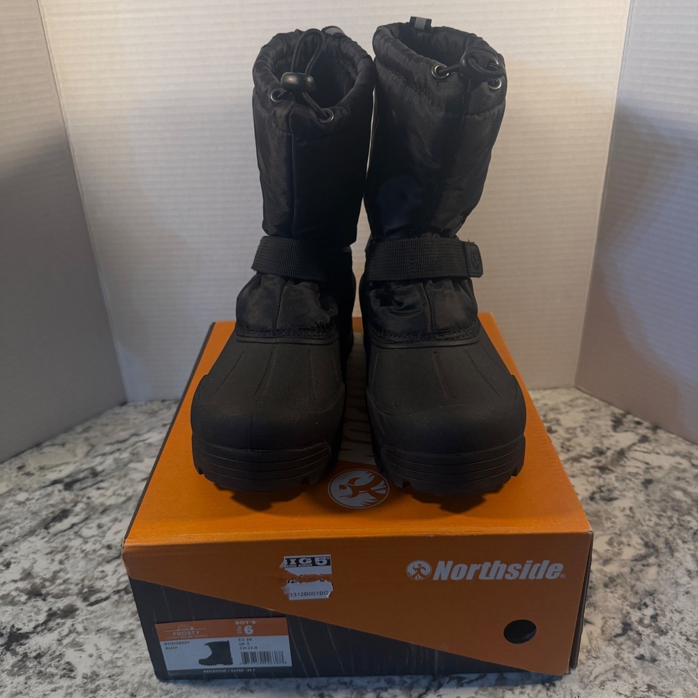 Northside Frosty Polar Boys Winter Boots Black 6 3M Thinsulate Reflective 911312